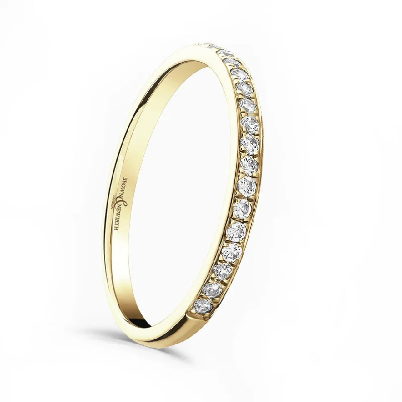 Wedding Bands with Micro - Pave Diamond Accents18ct Yellow Gold 0.15ct Round Brilliant Cut Diamond Grain Set Half Eternity Ring