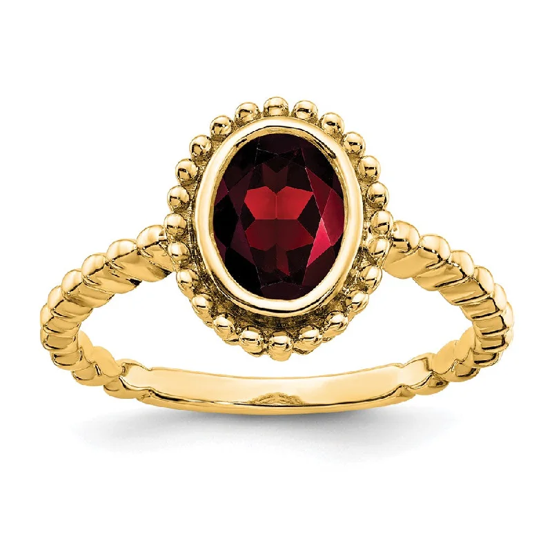 Ruby Gemstone Rings with Diamond Accents10K Yellow Gold Oval Garnet Ring