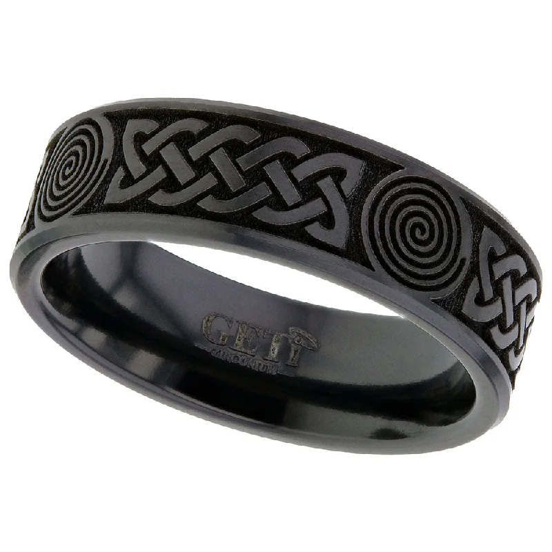 Two - Tone Wedding Bands in Gold and PlatinumZirconium Celtic Knotwork Swirl Ring - 4026CHB-CW3