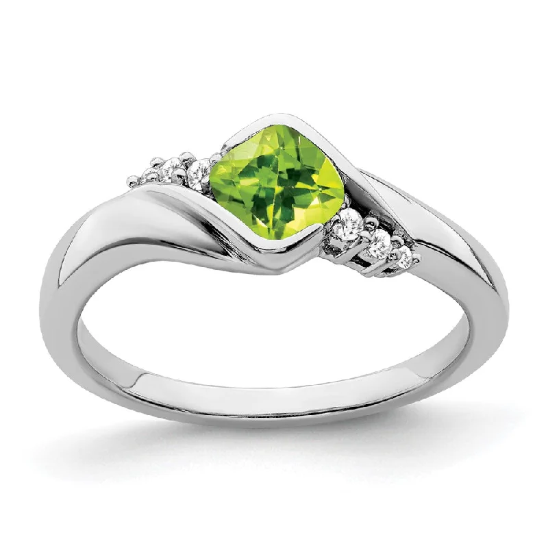 Multi - Gemstone Rings with a Rainbow of Colors10k White Gold Peridot and Diamond Ring