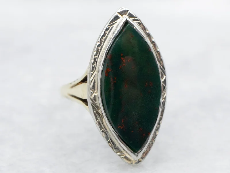 Sapphire Gemstone Rings in a Cathedral SettingArt Deco Ladies Bloodstone Ring