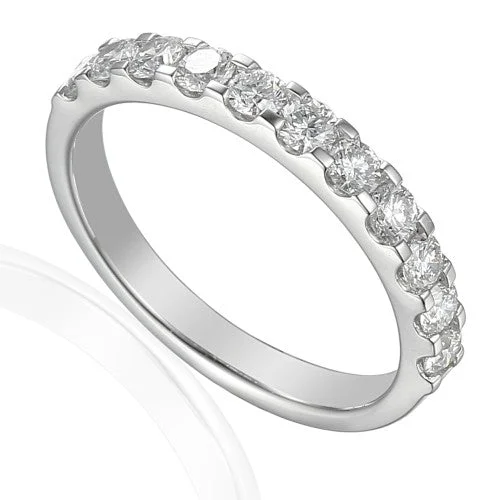 Wedding Bands with Micro - Pave Diamond AccentsPlatinum 0.75ct Round Brilliant Cut Diamond Half Eternity Ring