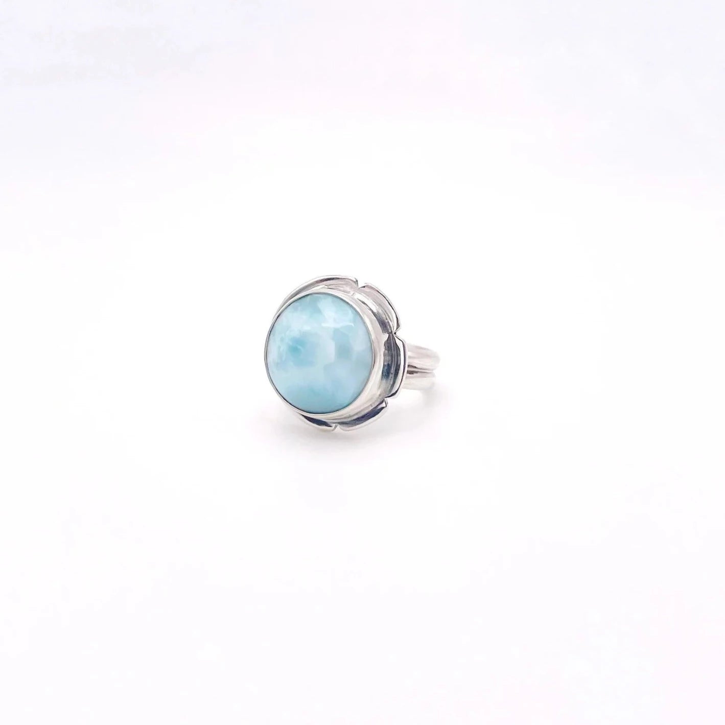 Ruby Gemstone Rings with Diamond AccentsHalf Bloom Larimar Ring | Size 6