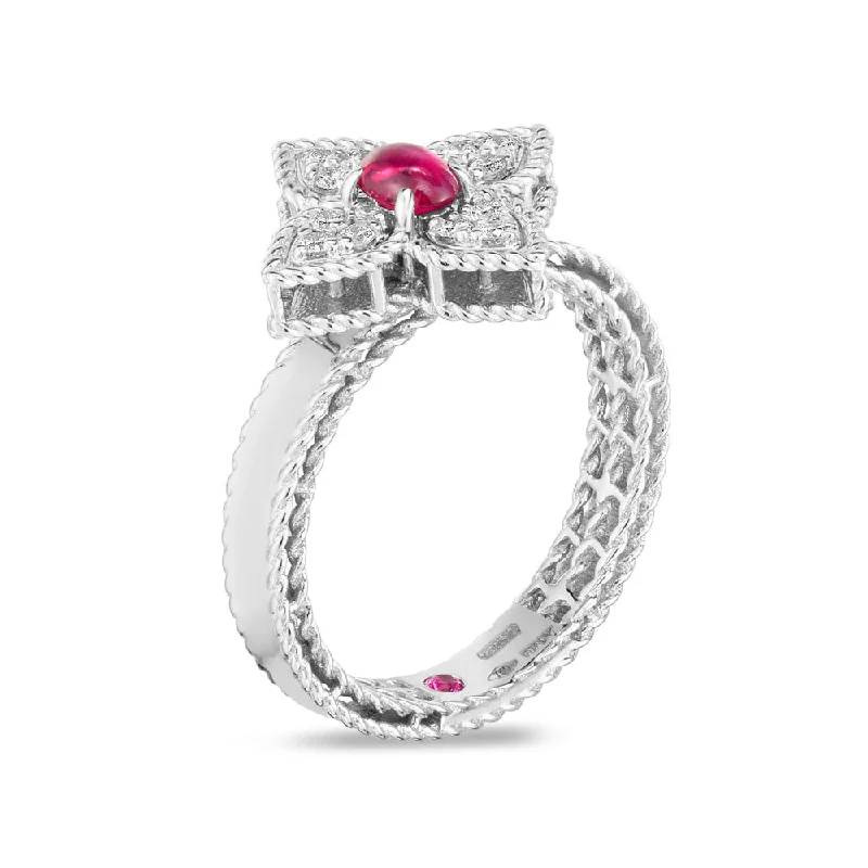 Solitaire Diamond Rings in Platinum SettingsRoberto Coin 18ct White Gold Pink Tourmaline And Diamond Princess Flower Ring ADV777RI1217