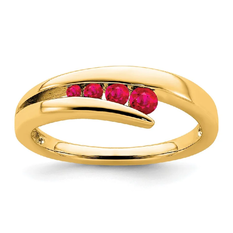 Sapphire Gemstone Rings in a Cathedral Setting14K Yellow Gold Ruby 4-stone Ring