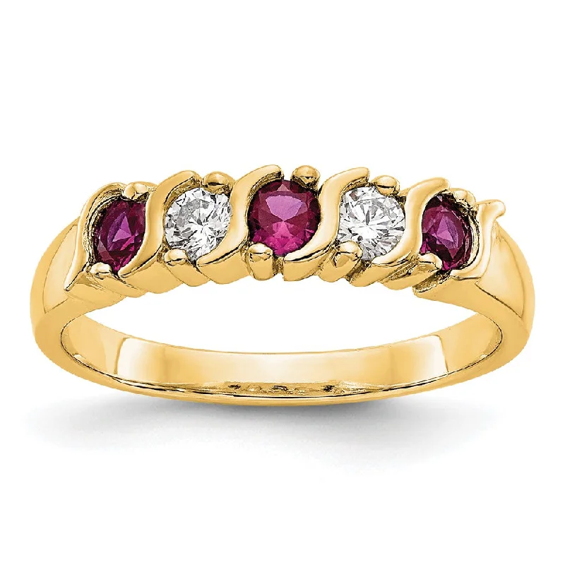 Multi - Gemstone Rings with a Rainbow of Colors14k Yellow Gold 1/5 carat Diamond and Ruby Complete Band