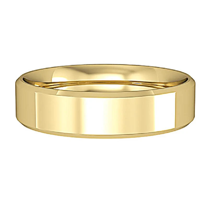 Two - Tone Wedding Bands in Gold and Platinum5mm Flat Court Bevelled Edge Band