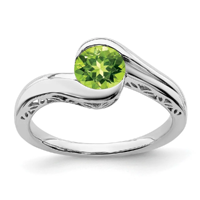 Amethyst Gemstone Rings in a Vintage - Style Setting14k White Gold Peridot Bypass Ring