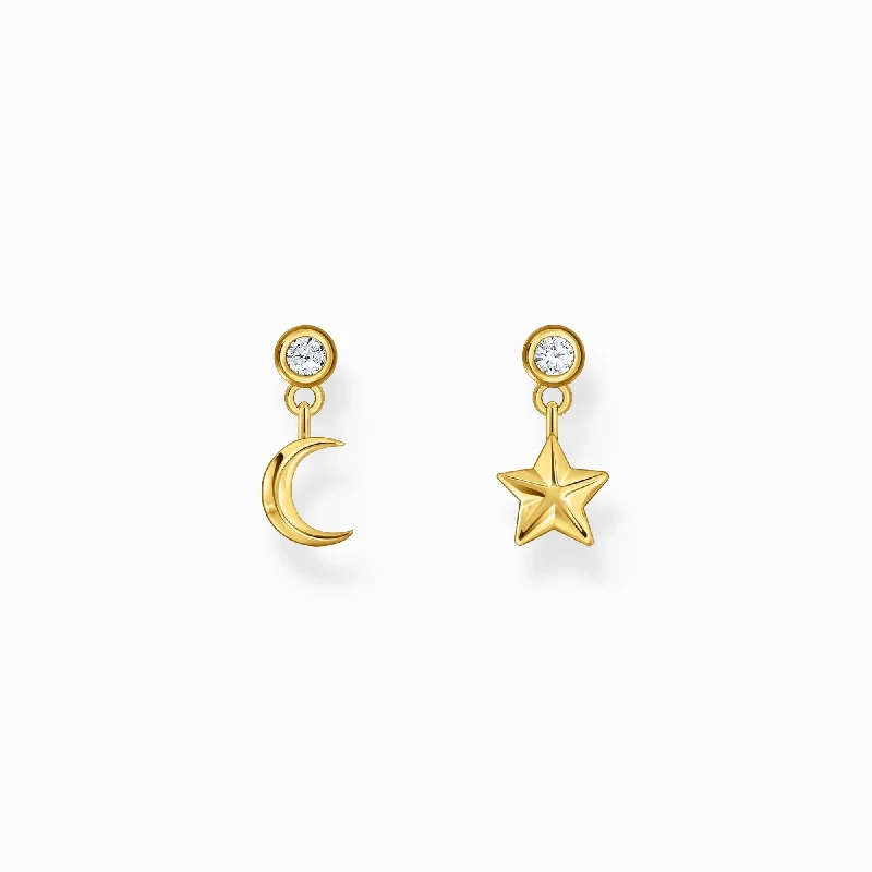 Two - Tone Wedding Bands in Gold and PlatinumThomas Sabo Gold Plated Sterling Silver Moon and Star Earrings