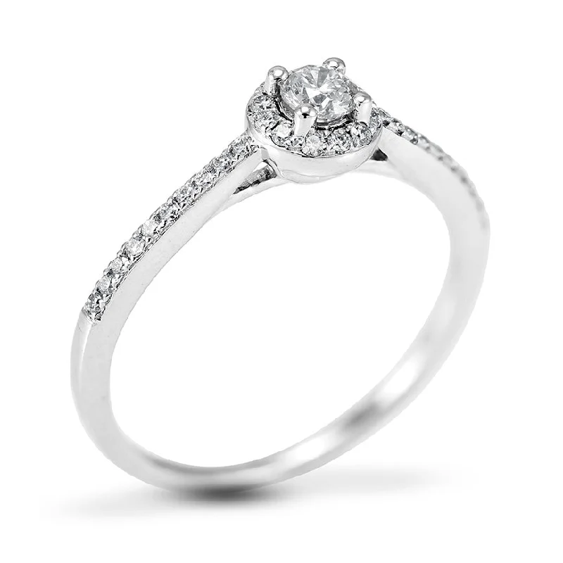 Halo - Style Diamond Rings with Smaller Accent DiamondsThe Buttercup Platinum Round Brilliant Cut Diamond Halo Engagement Ring With Diamond Set Shoulders