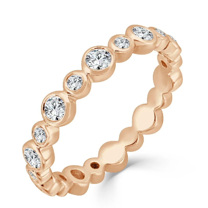 Halo - Style Diamond Rings with Smaller Accent DiamondsJoelle Diamond Wedding Band Ring Stackable 1/2 ct TDW 14K Rose Gold