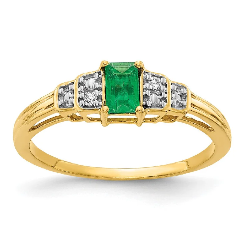 Ruby Gemstone Rings with Diamond Accents10k Yellow Gold Emerald and diamond ring