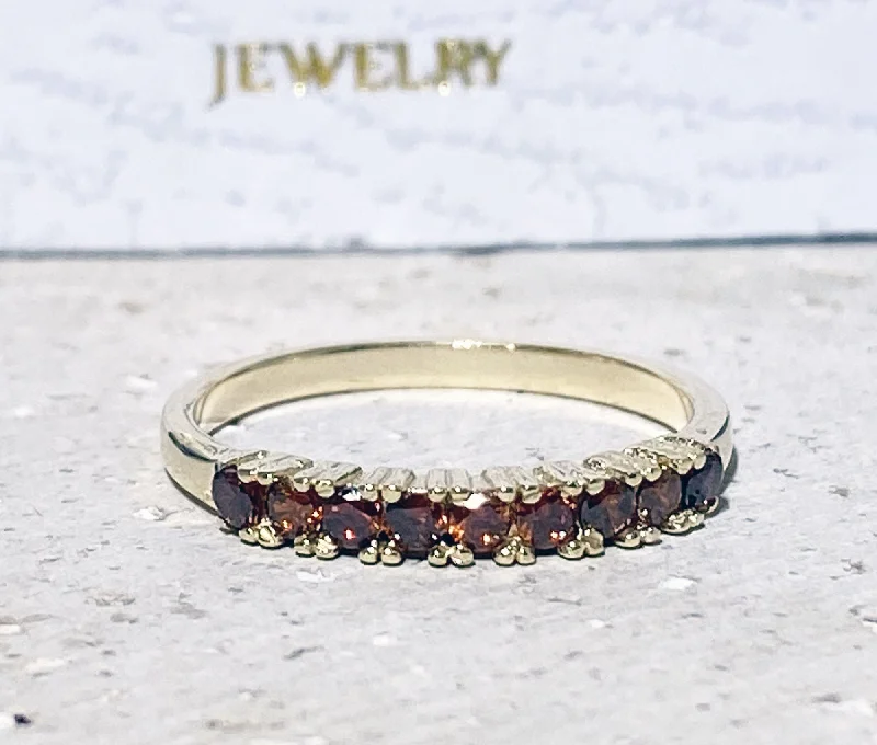 Ruby Gemstone Rings with Diamond AccentsRed Garnet Ring - January Birthstone - Half Eternity Ring - Stack Ring - Tiny Ring - Prong Ring - Simple Jewelry