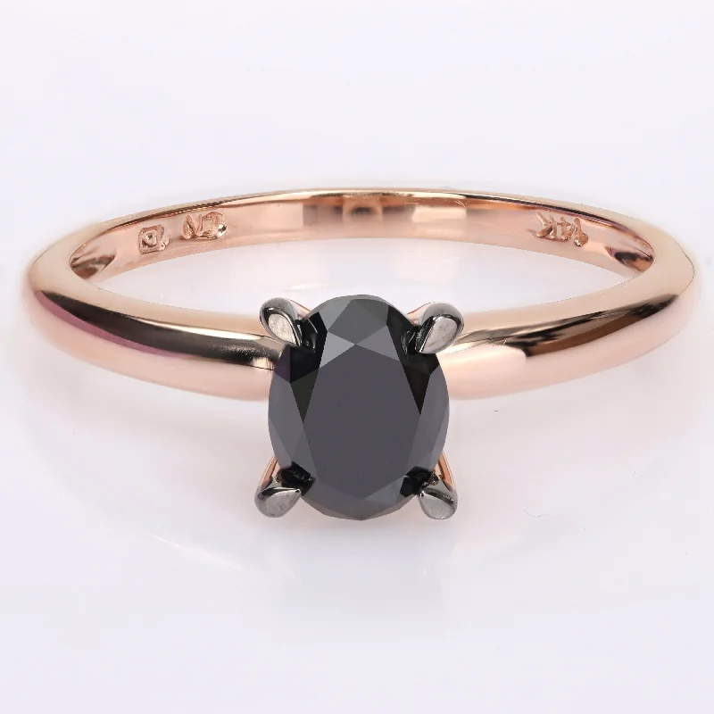 Custom - Designed Diamond Rings to Reflect Your PersonalityMiadora 1ct TDW Oval-cut Black Diamond Solitaire Engagement Ring in 14k Rose Gold