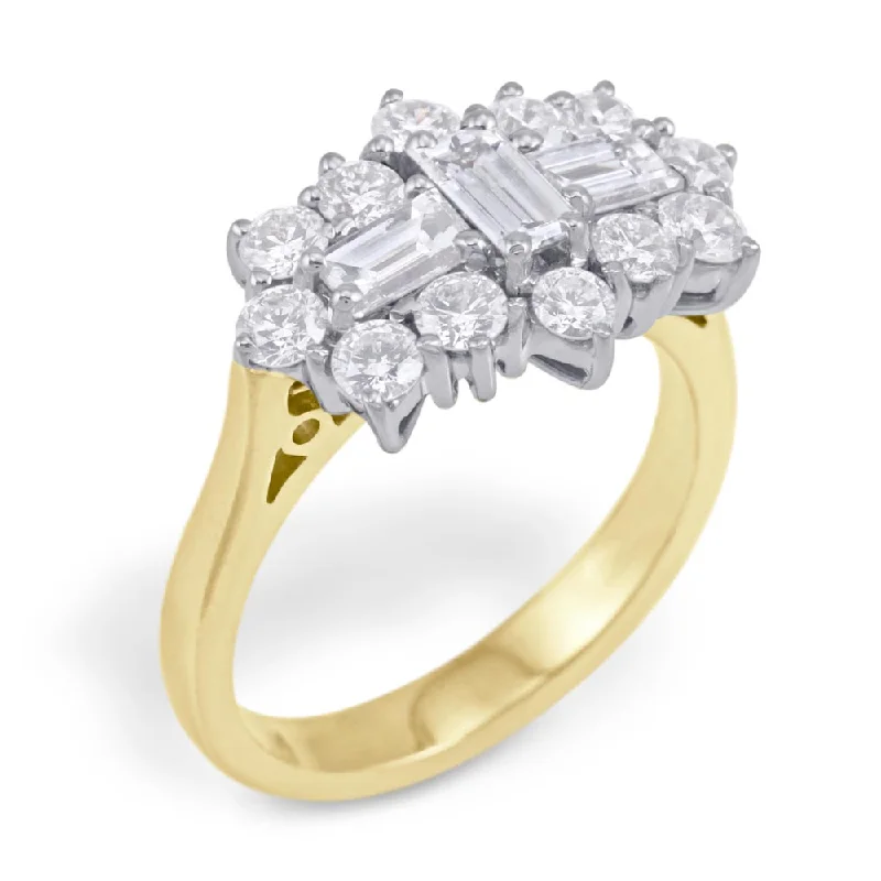 Halo - Style Diamond Rings with Smaller Accent Diamonds18ct Yellow Gold 1.63ct Diamond Fancy Cluster Ring