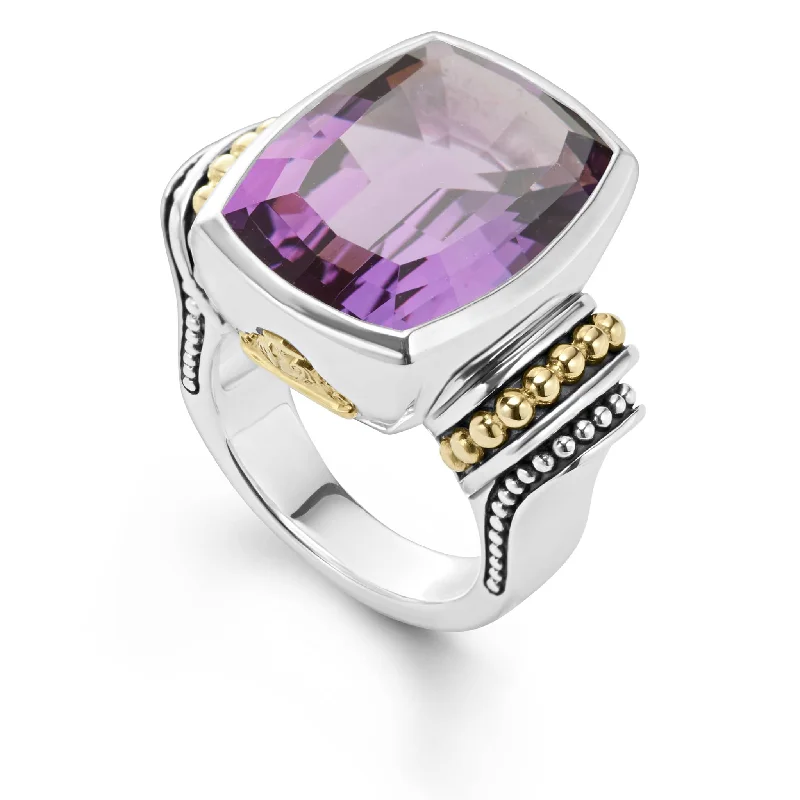 Ruby Gemstone Rings with Diamond AccentsCaviar Color Large Amethyst Statement Ring