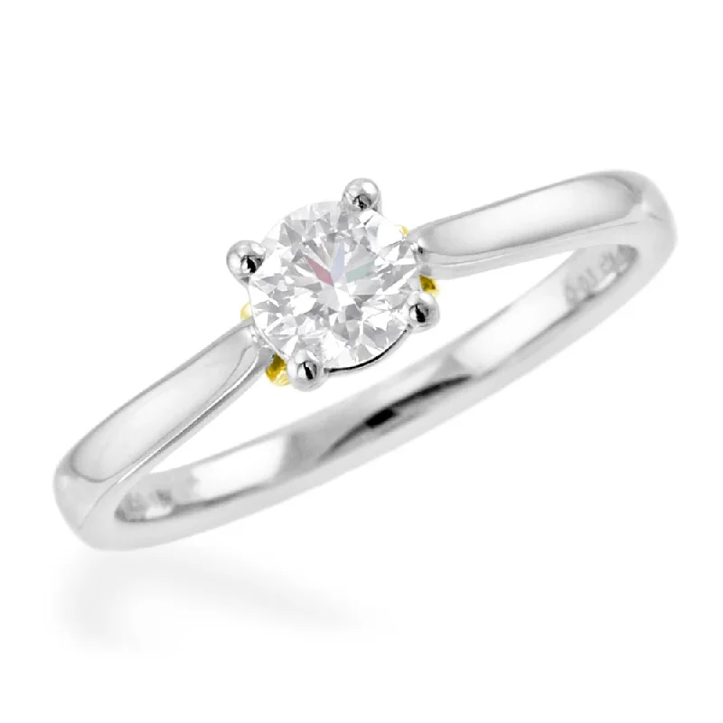 Vintage - Inspired Diamond Rings with Filigree WorkPlatinum And 18ct Yellow Gold 0.40ct Round Brilliant Cut Diamond Solitaire Engagement Ring