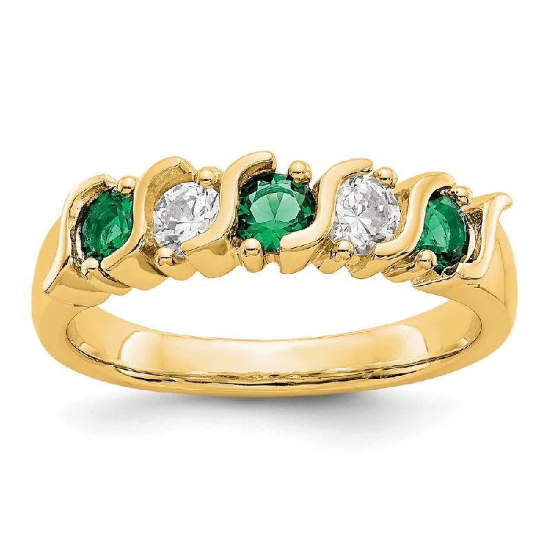 Multi - Gemstone Rings with a Rainbow of Colors14k Yellow Gold 1/3 carat Diamond and Emerald Complete Band