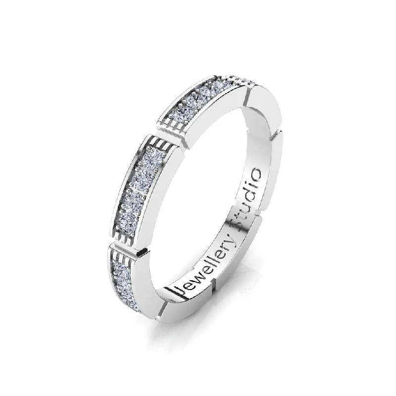 Comfort - Fit Wedding Bands for All - Day WearLadies Block Eternity Ring with 0.85ct of Pave Diamonds