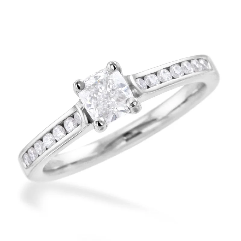 Custom - Designed Diamond Rings to Reflect Your PersonalityThe Waterlily Platinum Cushion Cut Diamond Solitaire Engagement Ring With Diamond Set Shoulders