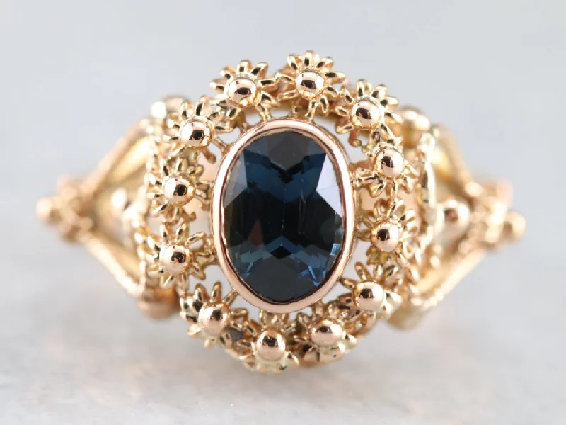 Gold Filigree Sapphire Ring