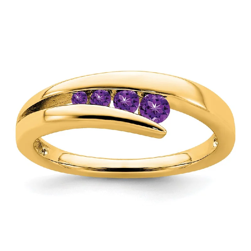 Multi - Gemstone Rings with a Rainbow of Colors14K Yellow Gold Amethyst 4-stone Ring