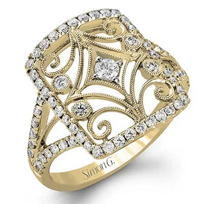 Halo - Style Diamond Rings with Smaller Accent DiamondsRight Hand Ring in 18k Gold with Diamonds