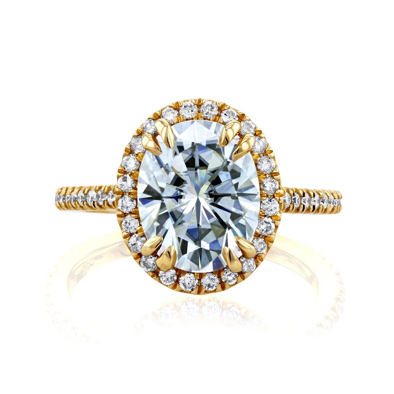 3-2/5ct.tw Oval Halo Basket Cathedral Ring