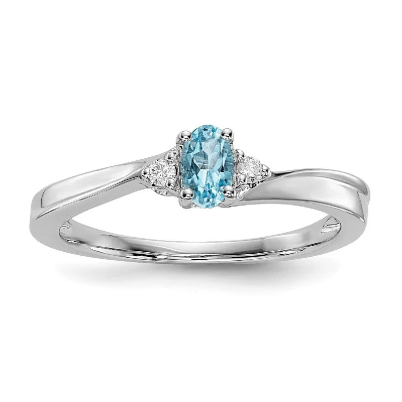 Curata 925 Sterling Silver Rhodium Plated Blue Topaz Ring