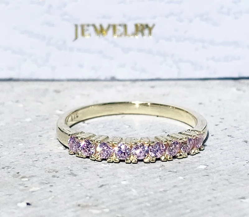 Sapphire Gemstone Rings in a Cathedral SettingRose Quartz Ring - Gold Ring - Slim Ring - Stack Ring - Half Eternity Ring - Dainty Ring - Prong Ring - Pink Ring - October Ring