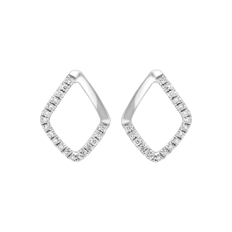 Comfort - Fit Wedding Bands for All - Day Wear18ct White Gold 0.28ct Diamond Rhombus Earrings