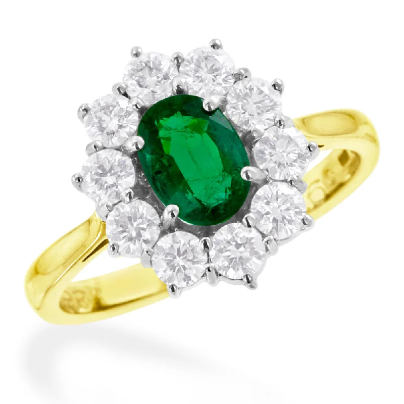 Custom - Designed Diamond Rings to Reflect Your Personality18ct Yellow Gold 0.88ct Oval Cut Emerald And 0.93ct Round Brilliant Cut Diamond Cluster Ring