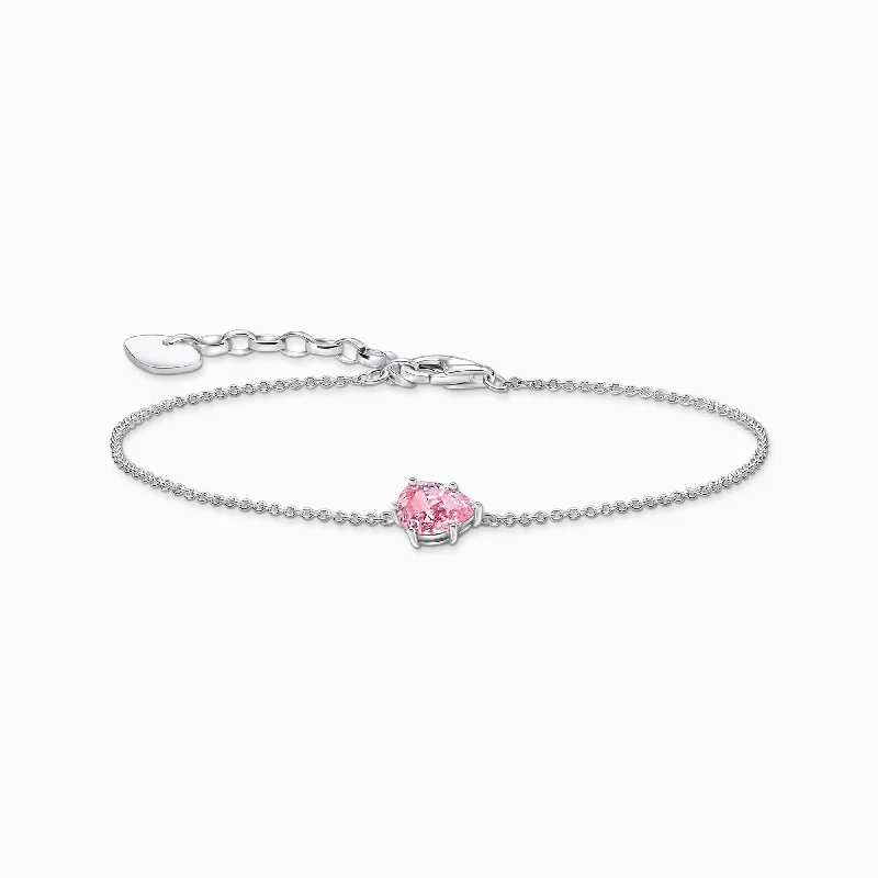 Two - Tone Wedding Bands in Gold and PlatinumThomas Sabo Sterling Silver Teardrop Pink Zirconia Bracelet