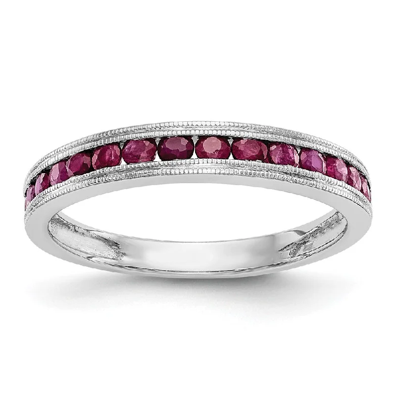 Multi - Gemstone Rings with a Rainbow of Colors14k White Gold Ruby Complete Channel Band