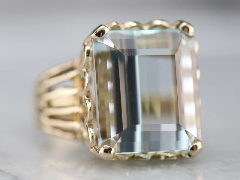 Yellow Gold Aquamarine Cocktail Ring