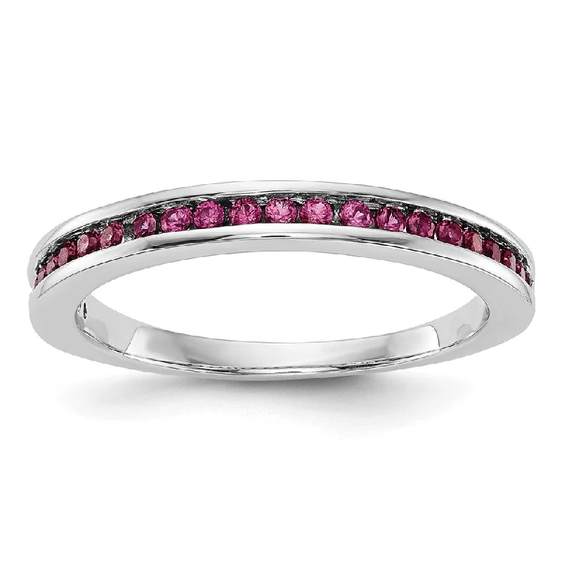 Ruby Gemstone Rings with Diamond Accents14k White Gold Ruby Complete Channel Band