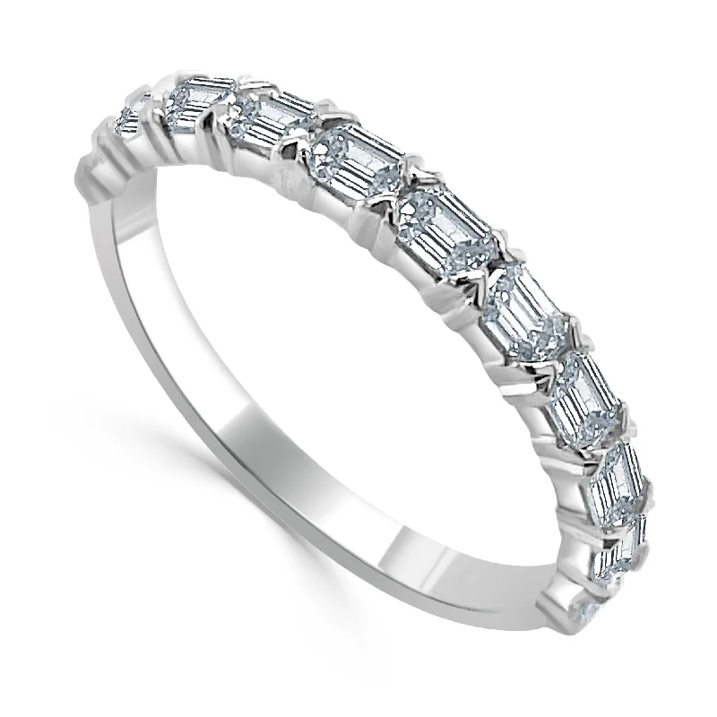 Halo - Style Diamond Rings with Smaller Accent DiamondsJoelle Diamond 0.75ct Emerald Cut Band for Her - 14K Gold size 6.5