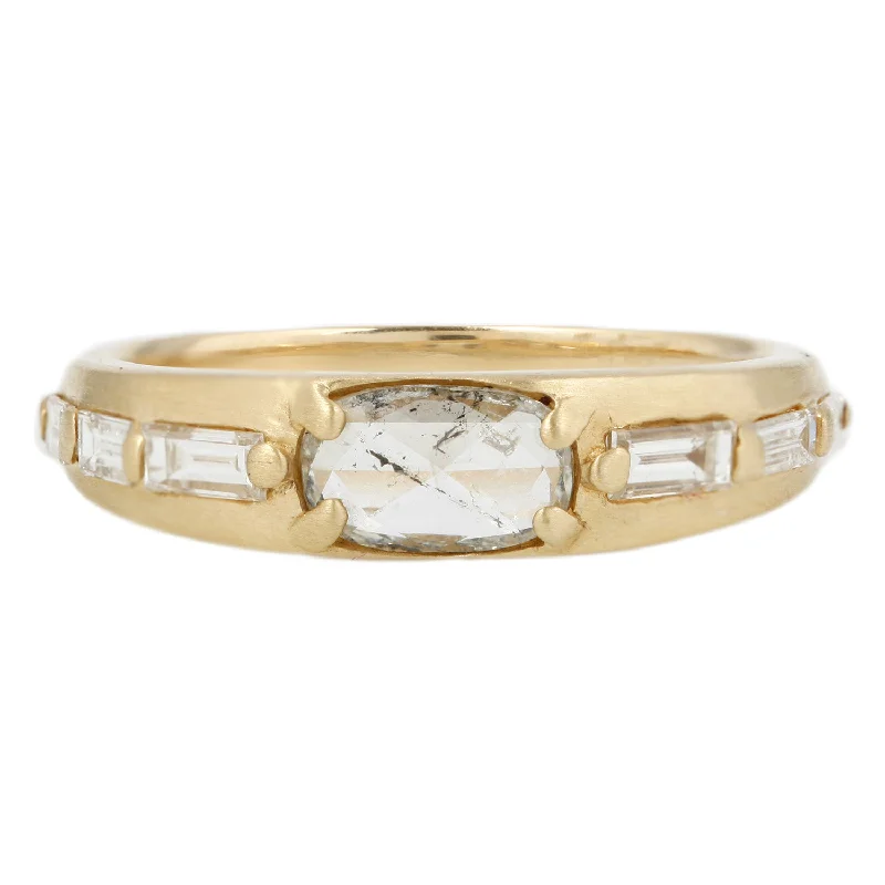 Rose Cut Rectangle & Baguette Diamond Band