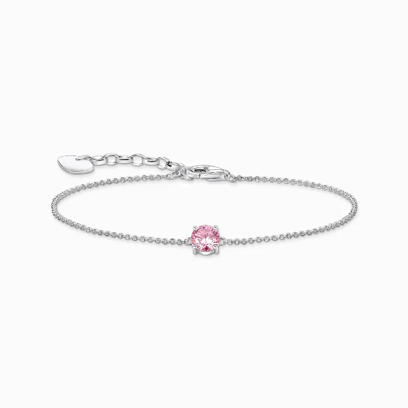 Two - Tone Wedding Bands in Gold and PlatinumThomas Sabo Sterling Silver Circle Pink Zirconia Bracelet