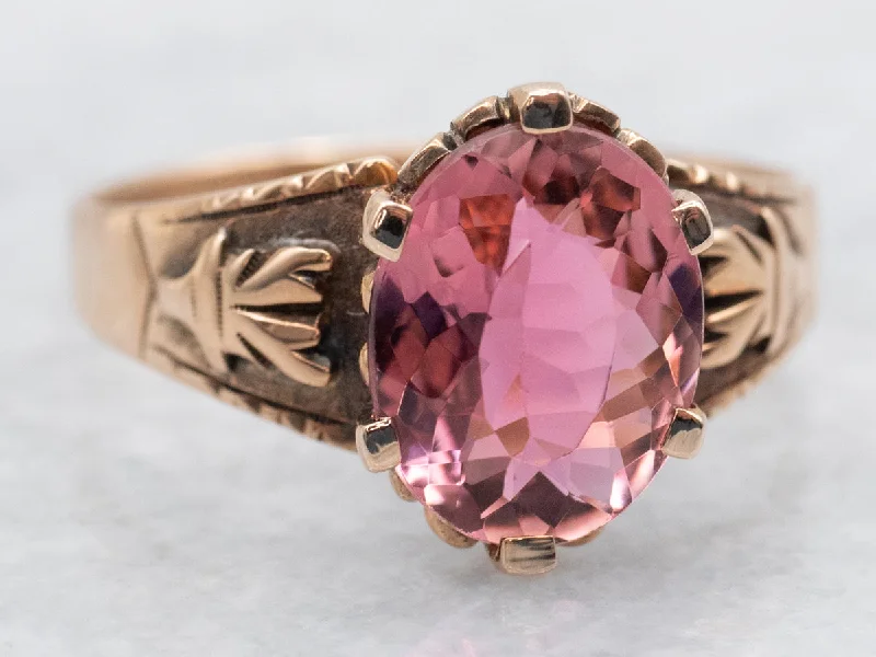 Amethyst Gemstone Rings in a Vintage - Style SettingAntique Pink Tourmaline Solitaire Ring