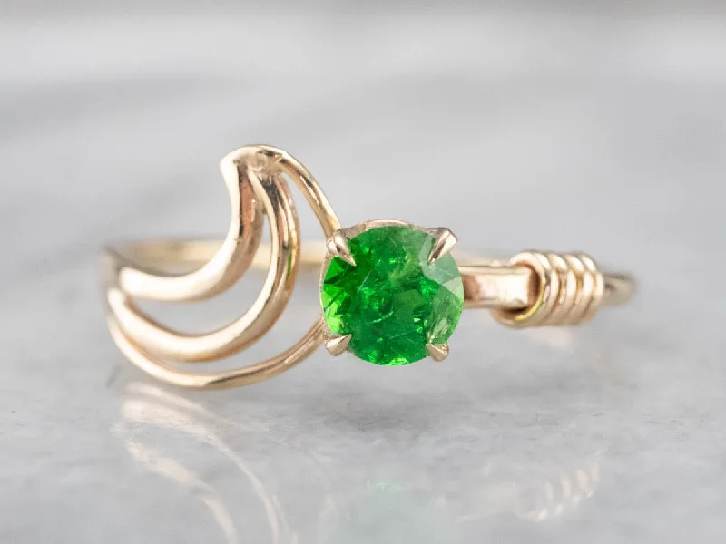 Modernist Green Garnet Ring