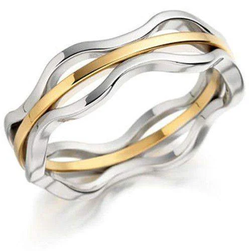 Matching Wedding Bands for a Coordinated LookMens Bi-Colour Gold Wedding Ring - EX412