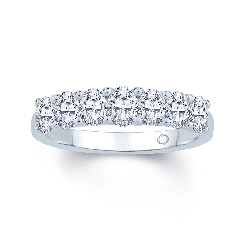 Matching Wedding Bands for a Coordinated LookPlatinum 0.95ct Oval Cut Diamond Half Eternity Ring