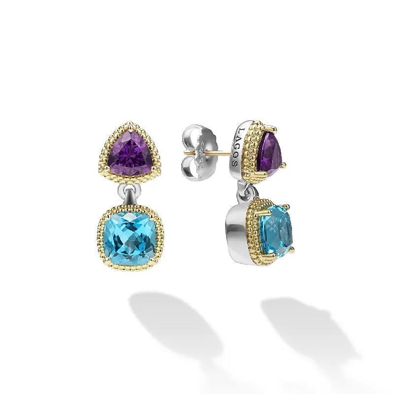 Ruby Gemstone Rings with Diamond AccentsCaviar Color Two-Tone Amethyst and Swiss Blue Topaz Drop Earrings