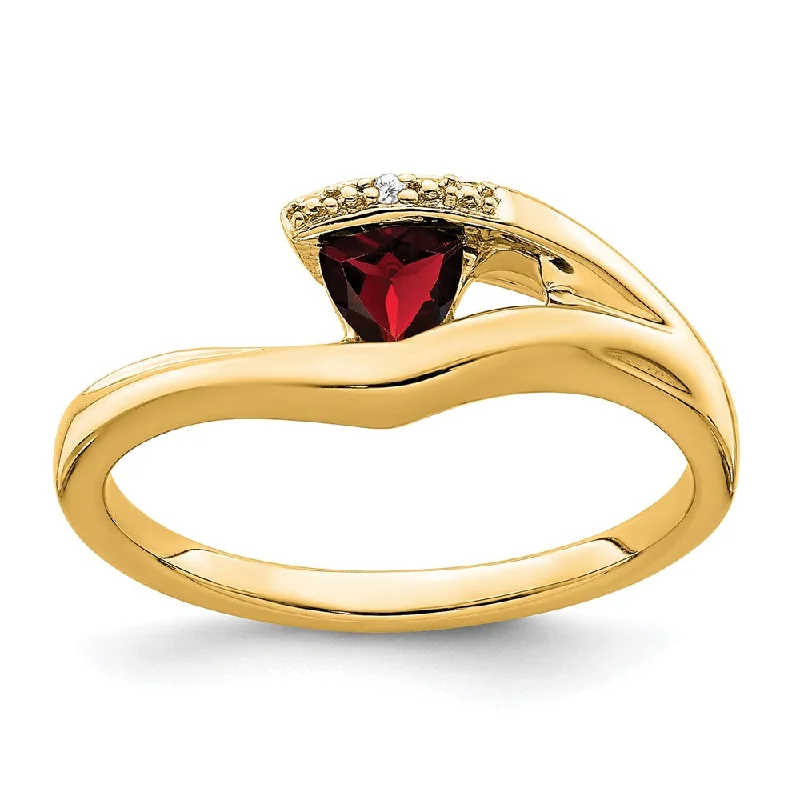 Multi - Gemstone Rings with a Rainbow of Colors14K Yellow Gold Trillion Garnet and Diamond Ring