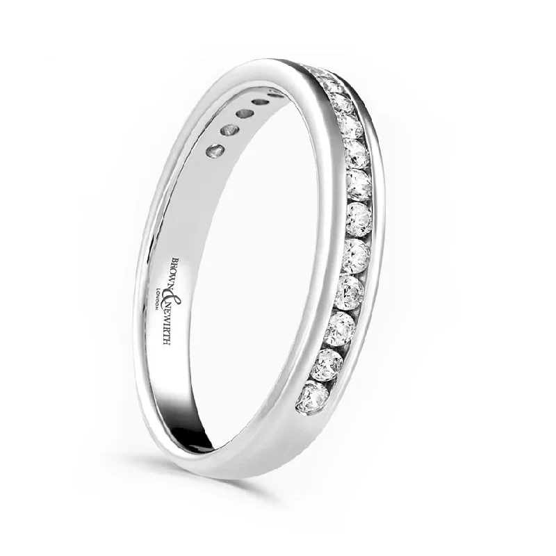 Wedding Bands with Micro - Pave Diamond AccentsPlatinum 0.20ct Round Brilliant Cut Diamond Channel Set Half Eternity Ring