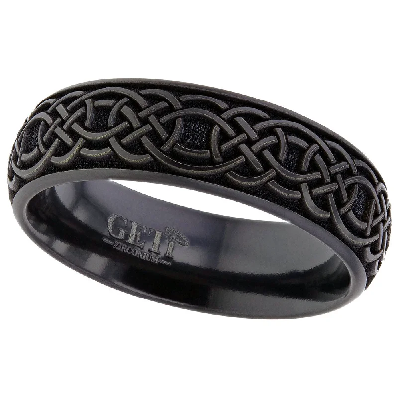 Two - Tone Wedding Bands in Gold and PlatinumZirconium Celtic Knotwork Ring - 4004B-CLK1