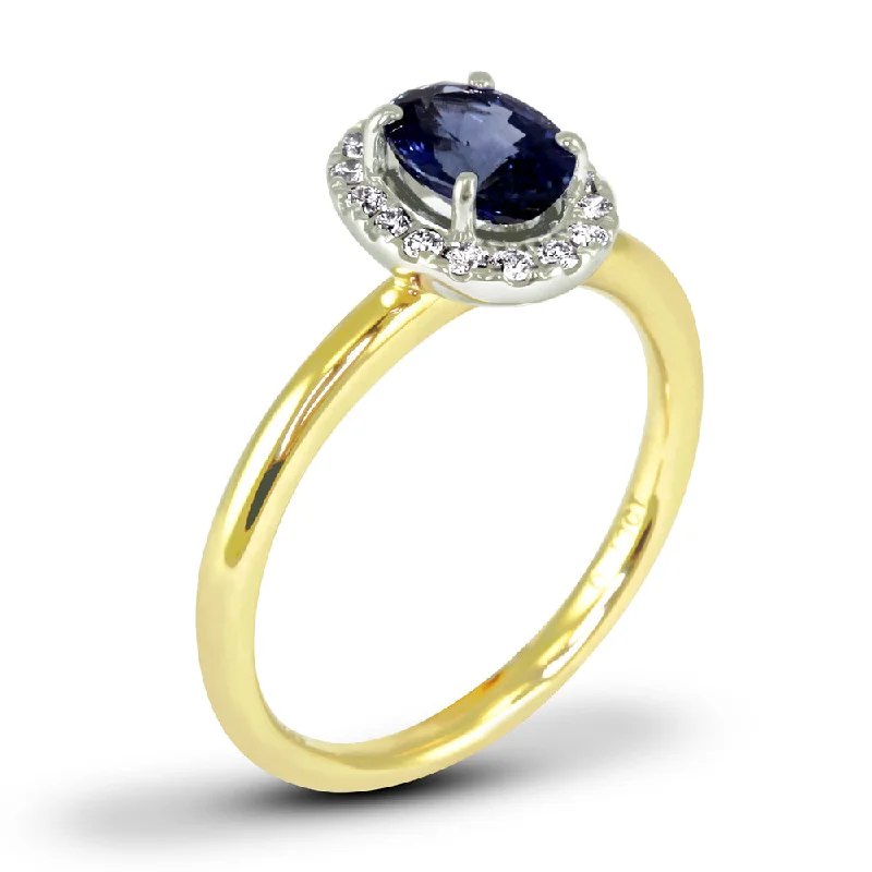 Vintage - Inspired Diamond Rings with Filigree Work18ct Yellow Gold Oval Sapphire and Diamond Ring