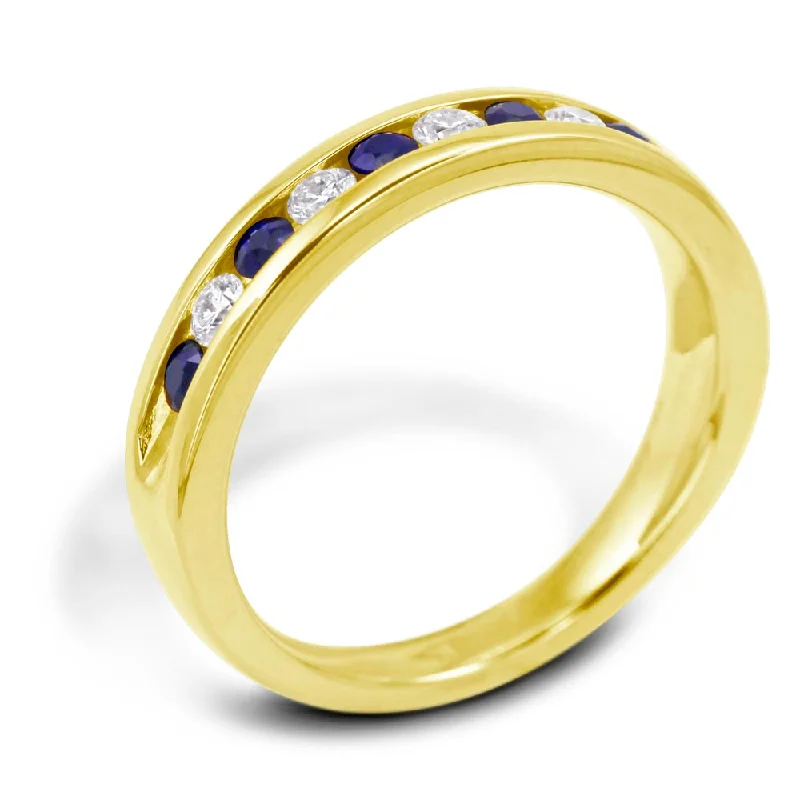 Two - Tone Wedding Bands in Gold and Platinum18ct Yellow Gold 0.50ct Sapphire And Diamond Half Eternity Ring