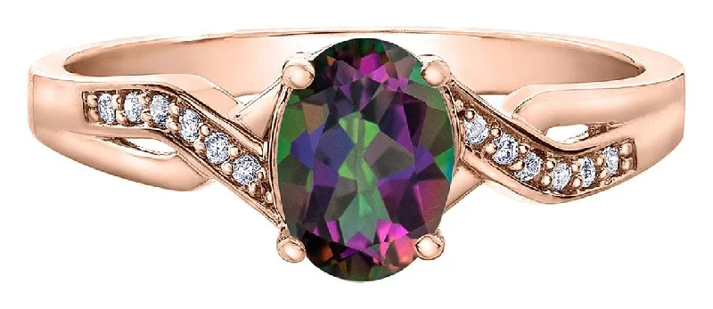 Multi - Gemstone Rings with a Rainbow of ColorsRose Gold Mystic Topaz, Diamond Ring.